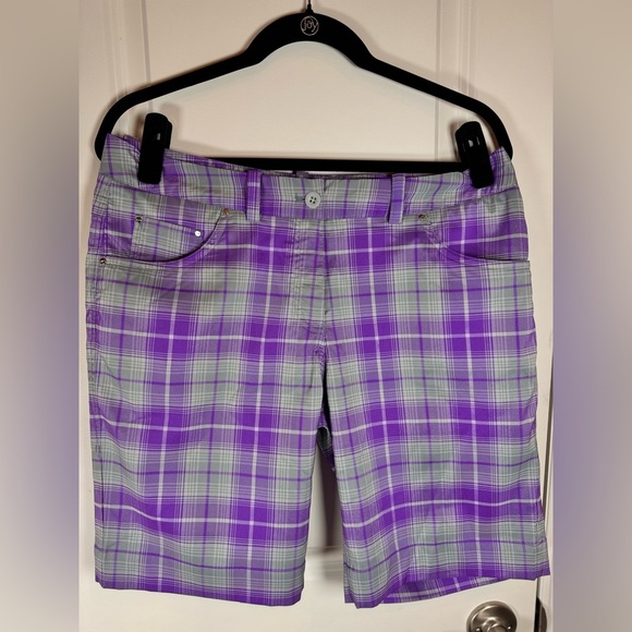Nike Pants - Nike Golf Women’s 10 Purple Plaid Dri-Fit Bermuda Shorts Stretch